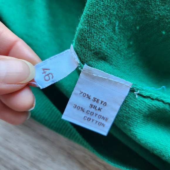 NWoT Kangra Silk Cotton Blend Sweater Pullover V-Neck Green - Picture 8 of 9